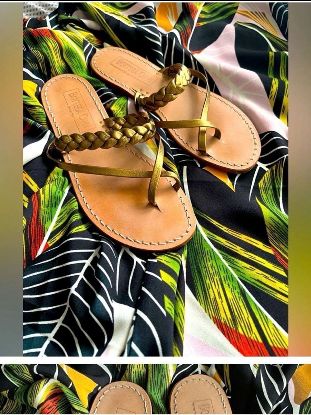Bottega Veneta Olive Braided Toe-Loop Leather Sandals